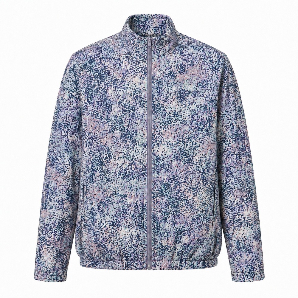 Athleta Girl Full Zip Jacket Kids Size 12 L Multicolor EUC Abstract Print Light
